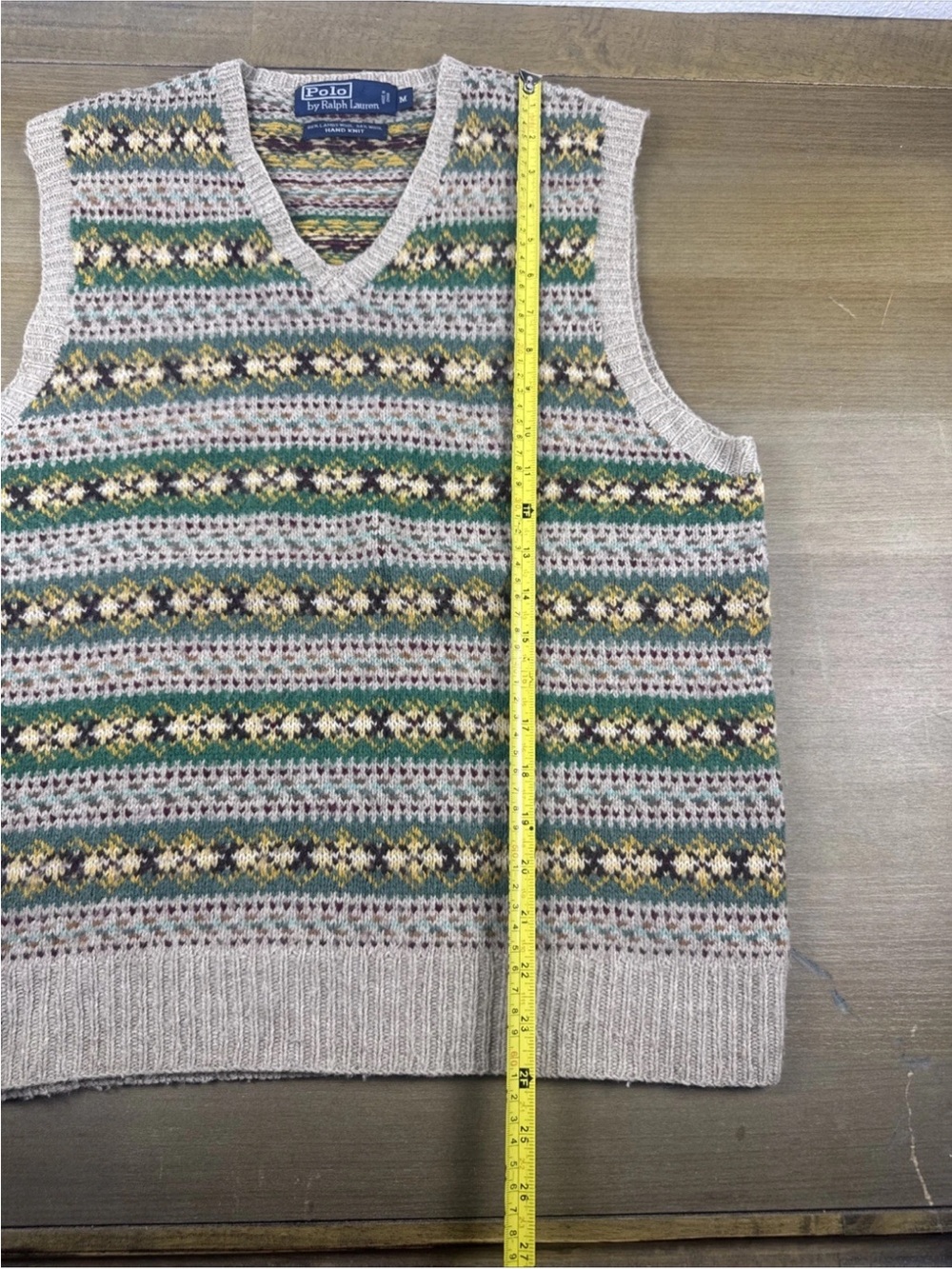 Vtg Polo Ralph Lauren 2006 Hand Knit Sweater Vest Fair Isle Lambswool Men’s Med - Picture 8 of 8
